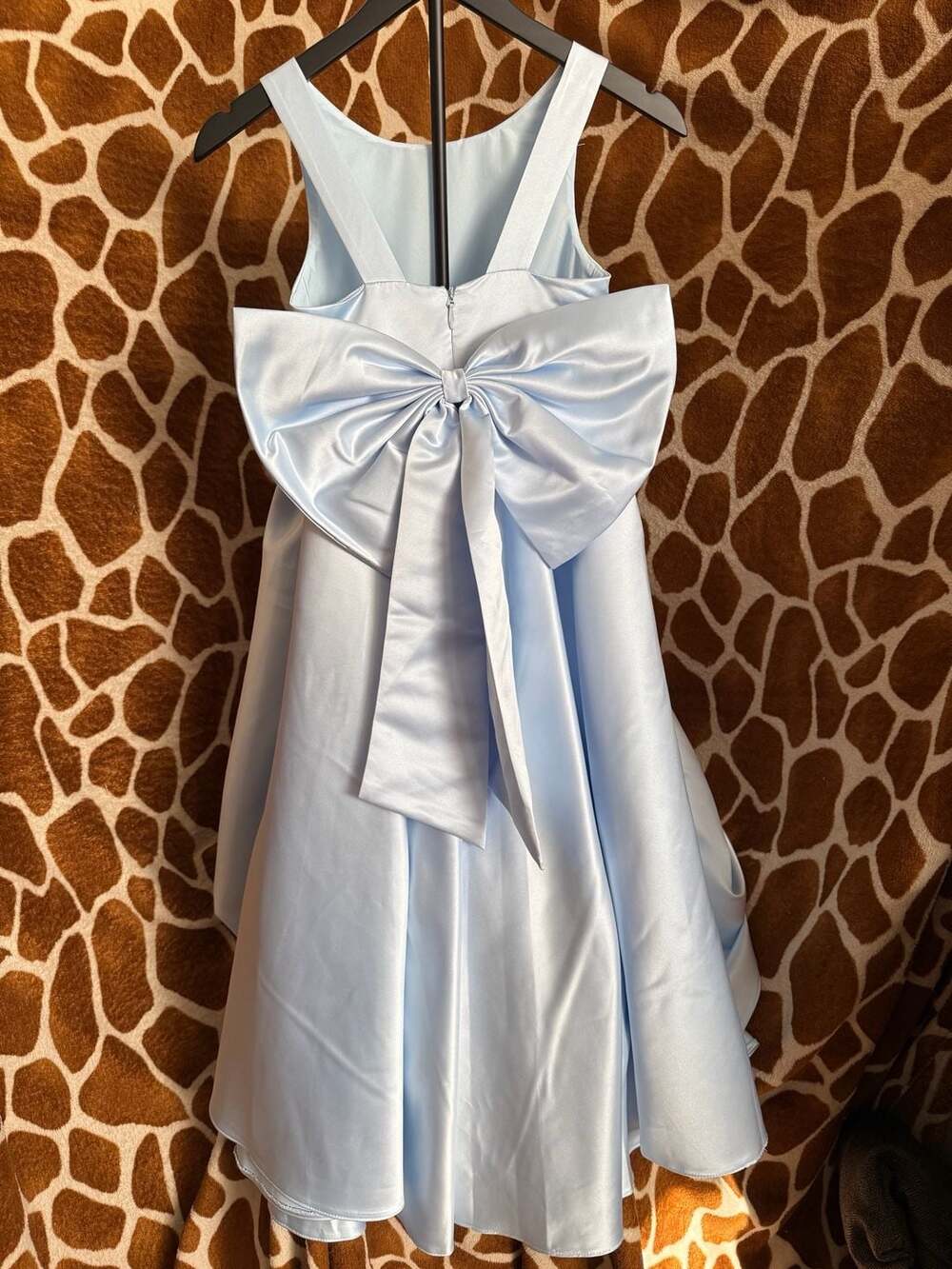 Flower Girl Bridesmaid Soft Satin Sleeveless Dress Baby Blue - Picture 2 of 9